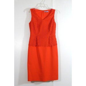 ANTONIO MELANI dress shift sheath sleeveless knee length career orange 4